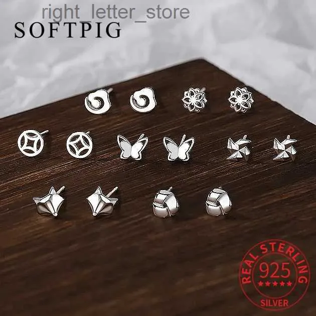 Stud SOFTPIG réel 925 en argent Sterling oreille Piercing papillon renard animaux boucles d'oreilles pour la mode femmes fête minimaliste bijoux fins YQ231128