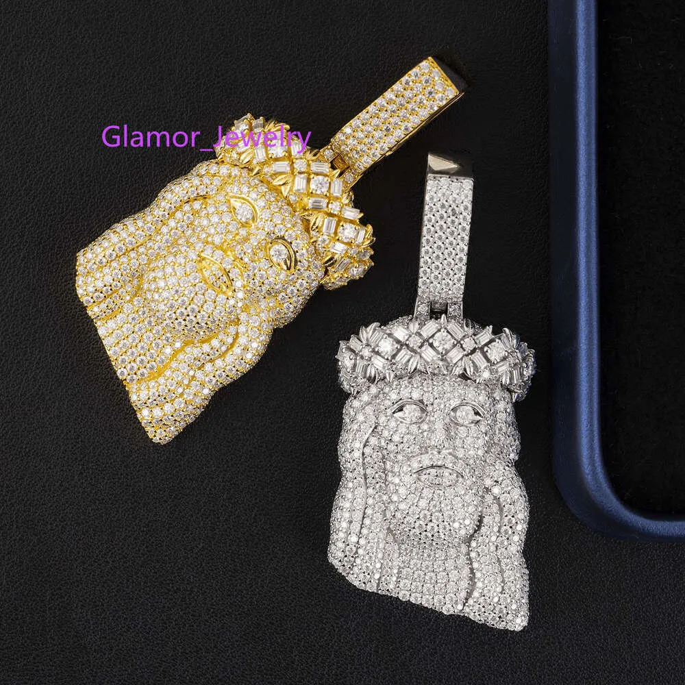 Sterling Sier Iced Out Hip Hop Rapper Gioielli da uomo con diamanti Vvs D Color Moissanite Jesus Ciondolo