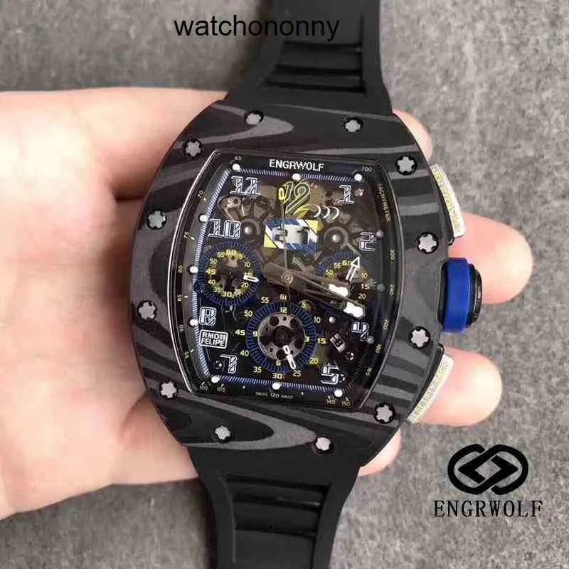 Designer Ri mlies Orologi di lusso 7750 r Engrwolf rm011 serie di orologi con cronometraggio automatico meccanico nastro nero da uomo Wa