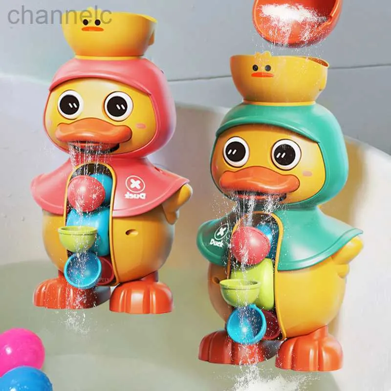 Badespielzeug Kinderdusche Niedliche Entenwanne für Kleinkinder von 1–4 Jahren mit rotierenden Wasserrädern und Saugkraft
