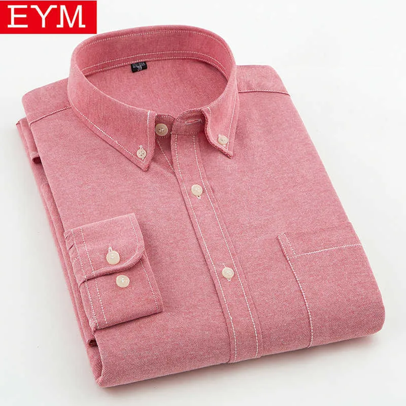 Men's Dress Shirts EYM Brand Men Casual Shirts 2018 Spring New Solid White Shirt Men Oxford Dress Shirt Youth Style Plus Size Male Shirt Clothing P230427