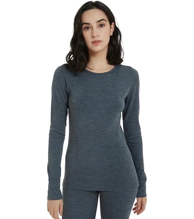 Women's Thermal Underwear Merino Wool Base Layer Women 100% Merino Wool Thermal Underwear 180G Lightweight Long Sleeve Thermal Shirt Wicking Anti-Odor 231128