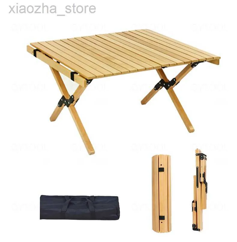 Camp Furniture Outdoor Portable Camping Roll Table Carry Bag Folding Mini Small Wooden Table Pliante Lightweight Table for Picnice Backpacking