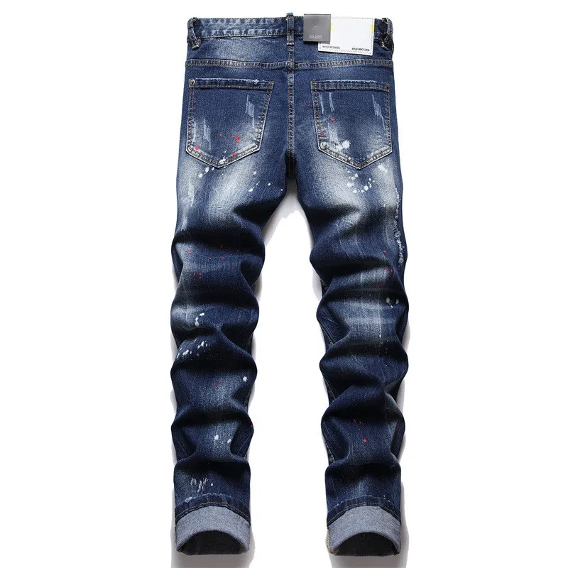 Designer Mens Jeans High Street Vintage Classics America Jeans for men Embroidery Oversize Ripped Denim 2023 New Fashion Hole Streetwear Skinny Slim Pencil Pants