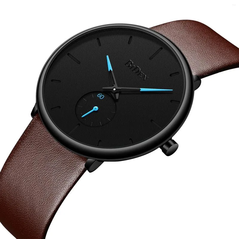 Armbandsur Gentman Business Watch Men Quartz Leather Strap Hour för manlig vattentät mode Simple Teen Boy Youth Clocks Reloj