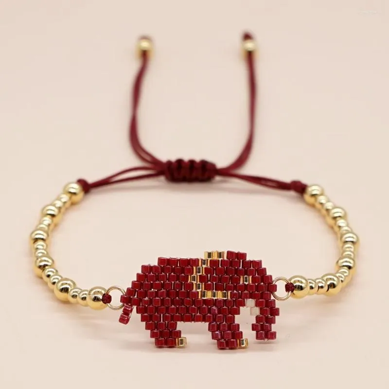Bracelets à maillons Go2boho Vends Bracelet Corde Rouge Ajustable 4mm Perles Cuivre Motif Éléphant