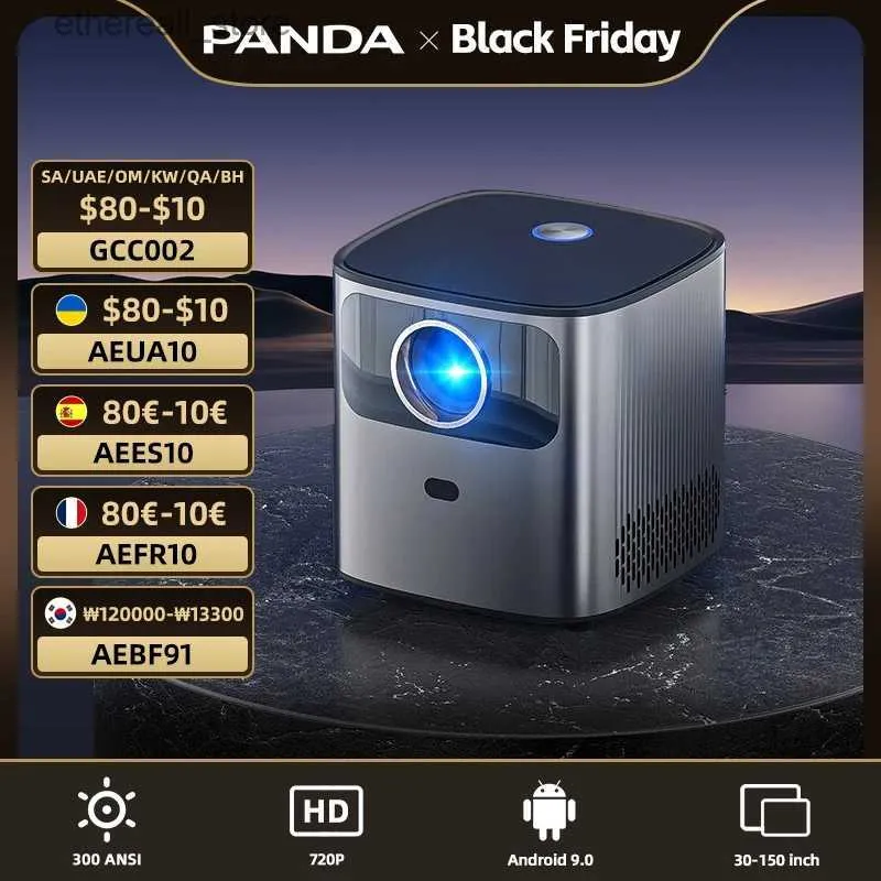 Projetores Panda FP02 Android 9.0 4K Projector 300 ANSI HD 5G WiFi Bluetooth Portable Auto Keystone Correção AutoFocus Home Theater Q231128