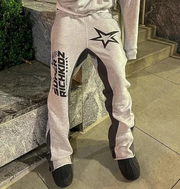 Men Pants Vintage Style Baggy Trousers Star Print Casual Pants Waist Pocket Wide Leg Women S and Men Y2k High Cargo 231127