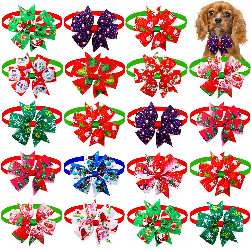 Accessoires 100 stcs hond kerstaccessoires hond stropdas huisdier dog kat Xmas strikjes stropdassen kleine hond vakantiefeestje verzorging accessores