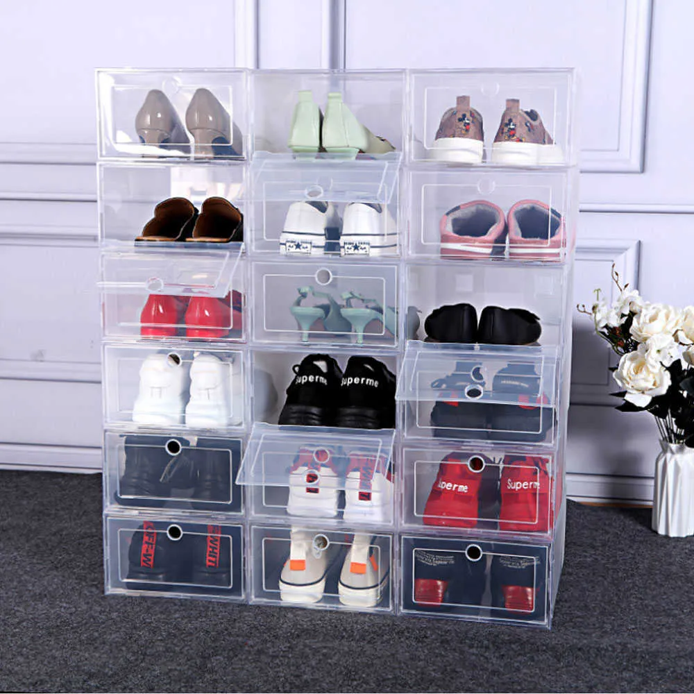 Storage es Bins Sets Of Double-Layer Thickened Transparent Plastic Drawers Can Be Stacked To Store s Flip Shoe Box W0428