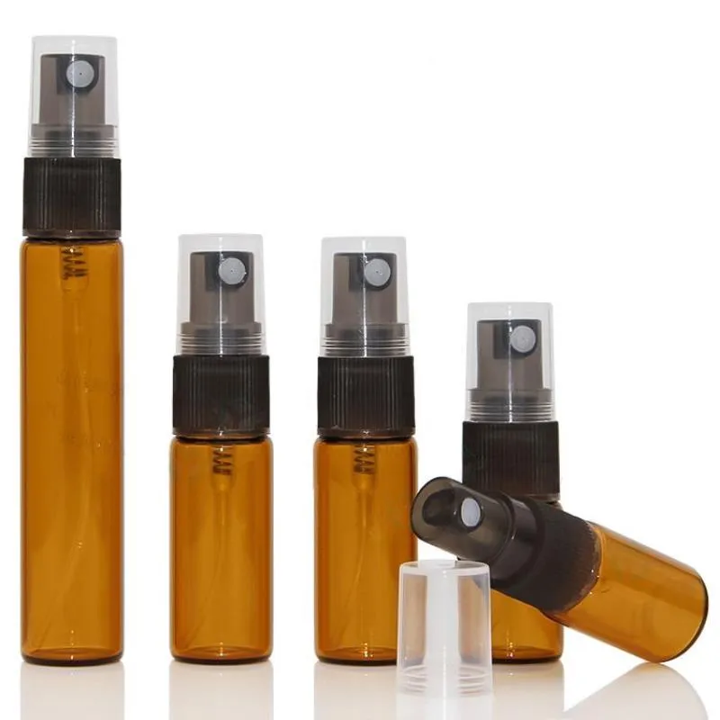 3 5 10 15 20 ML Gram Mini Amber Glass Spray Bottle Atomizer Refillable Perfume Bottle Vial Fine Mist Empty Cosmetic Sample Gift Contain Qkgv