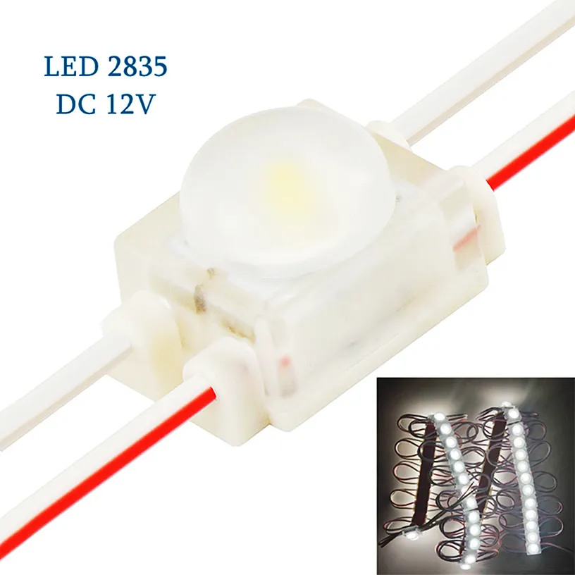 Mini modulo LED un LED SMD2835 DC12V Moduli lenti a LED impermeabili ad alta luminosità 6000K Bianco freddo Lampade per esterni Lightbox Lettera Insegne pubblicitarie