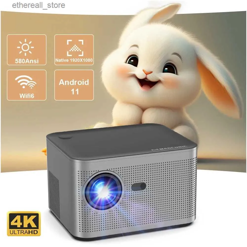 Projectors Transpeed Android 11.0 SMART 4K Projector 1080p 580ansi WiFi6 BT5.0 Allwinner H713 Home Theater Outdoor Movie Cinema Projector Q231127