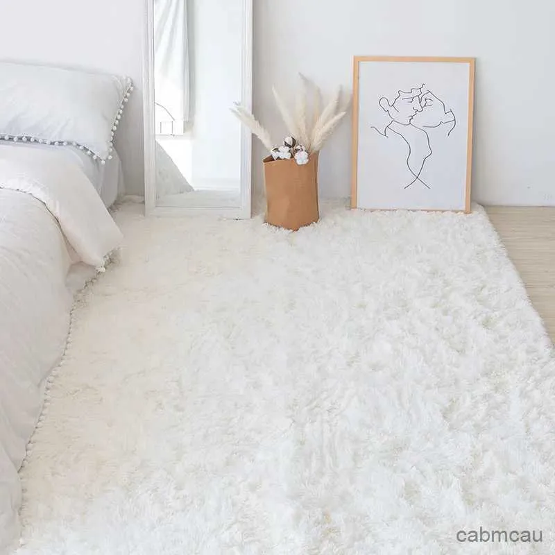 Carpets White Fluffy Carpet Plush Carpets Living Room Decoration Thicken Bedroom Bedside Mats Non-slip Children's Room Soft Large Rugs