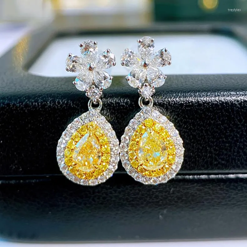Boucles d'oreilles en forme de goutte Or Zircon Diffusion en direct Full Diamond Femme Celebrity Style Fashion Jewelry