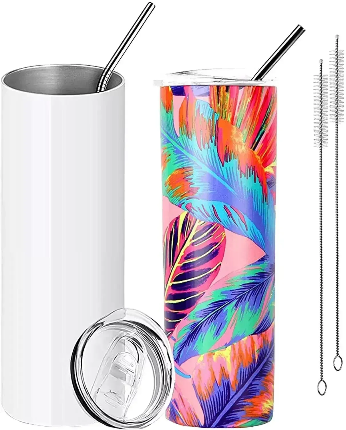 USA Warehouse 20 oz Sublimation Blank Straight Straight Stainless Steel  Tumbler With Straw