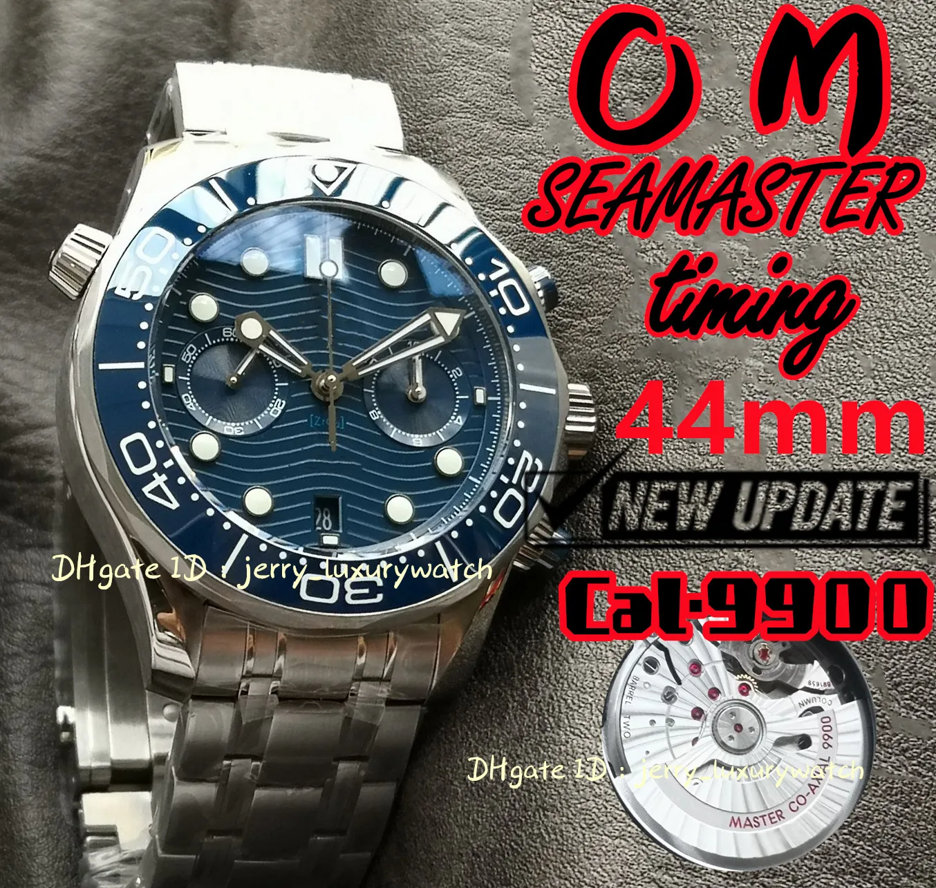 OM 210.30.44.51 Orologio subacqueo da uomo di lusso 600m diving 44mm. 9900 Movimento meccanico automatico, lunetta in ceramica, ceramica nera, acciaio blu