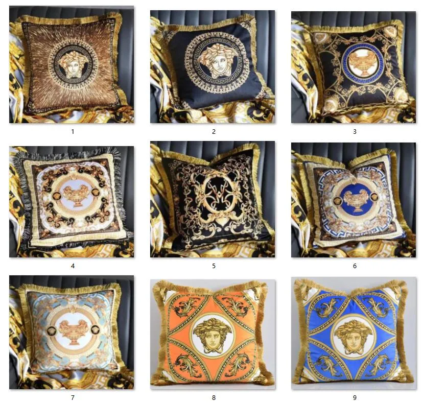 2023 Luxury Velvet Fabric Tassel Sofa Cushion Cover Greek Mythology Halloween Head Print Cushion Cover Soft Throw Pillow Case Home Decor Pillowcase