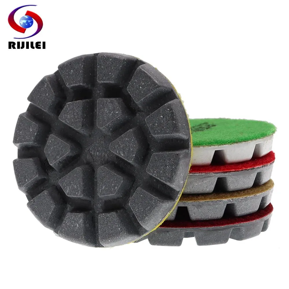 Polijstpads 5st/set 4inch Diamond Dry Polishing Pads For Concrete Floor Thicknees 10mm Slipskivor Våt polering Granit Marble Stone