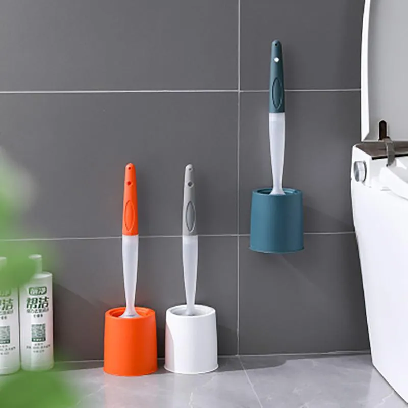 Escovas de alta qualidade escova de toalete de silicone limpa sem cantos mortos punchfree wallmounted escova de limpeza acessórios do banheiro