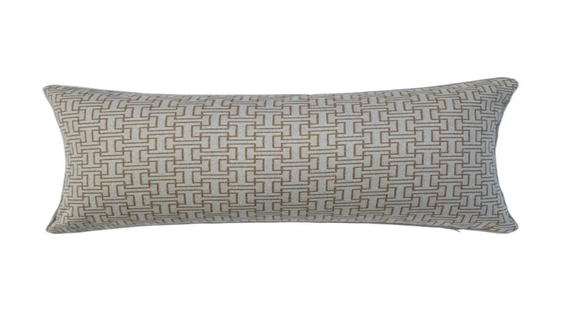 Mode klassische geometrische Beige gewebt Maze Pipping Home Decor Lendenkissen weiche Taille Designer Kissenbezug 30 x 50 cm CushionD5537516