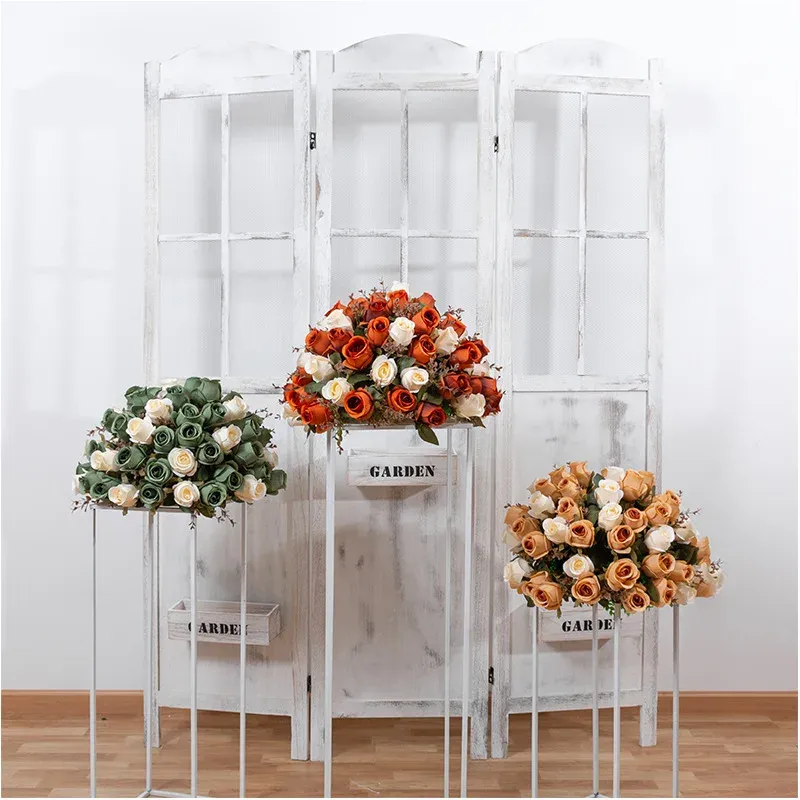 Yapay gül çiçek topu düğün masası merkez parçası dekor çiçek sahne düzeni pencere ekran yol uçları sahne