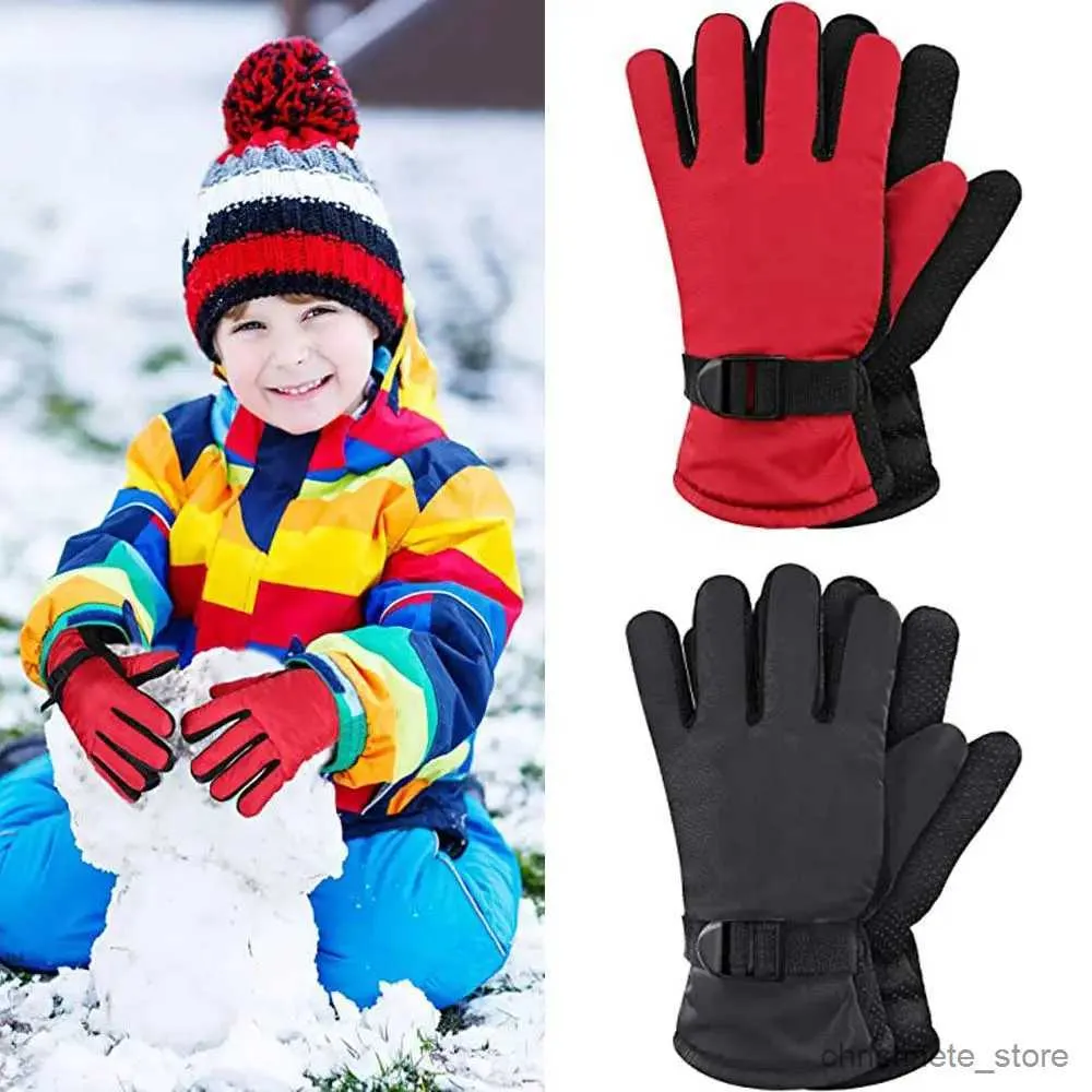 子供のミトン新しい子供たちの子供たち冬の雪の暖かい手袋少年女の子スキースノーボードミトン風防水防水厚い暖かい手袋