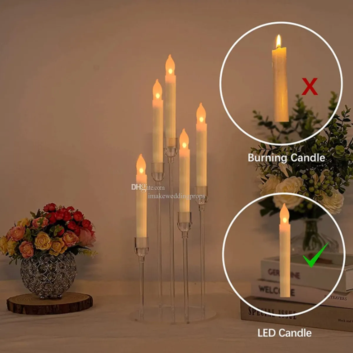 Acryl-Kandelaber 5 Arme Kerzenhalter Mittelstücke für Hochzeit Wohnzimmer Esstisch Weihnachtsdekoration imake864