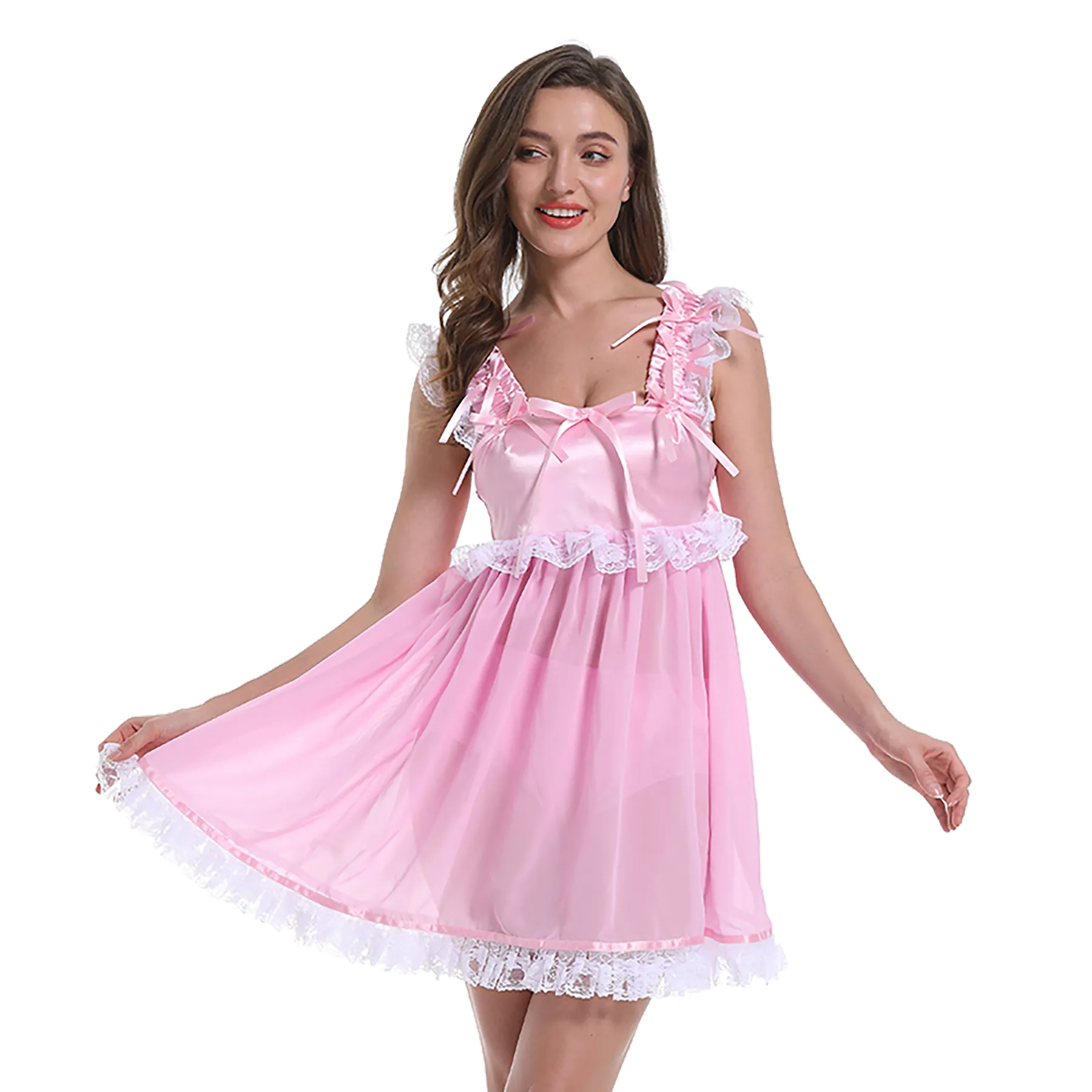 open lace back dress Amazon.com: Women Sissy Maid Pink Lockable Dress Puffy Crossdress Puff Ball  Sleeves (Medium) : Clothing, Shoes & Jewelry main image 1