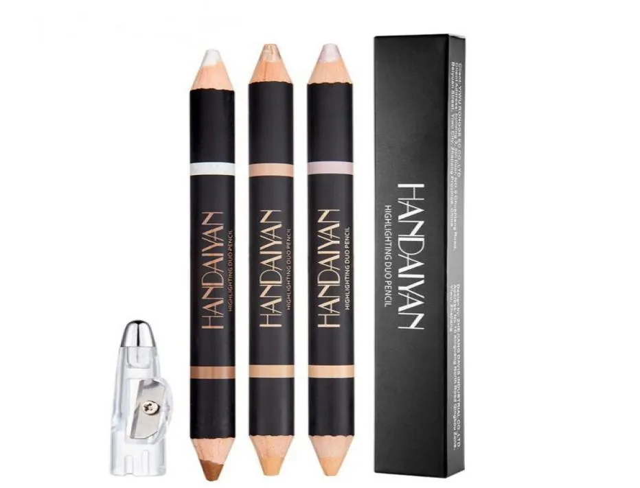 Handaiyan Eye Brow Pencil Highlighter Eyeliner 2 in 1 Makeup Matte and Shimmer Easy to Wear Makeup Double Liner5682481