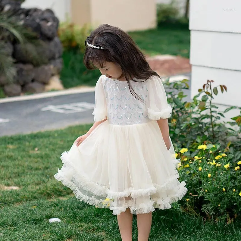 Платья для девочек. Платье для девочек. Лето 2023. Средняя юбка принцессы. Модная повседневная нейлоновая юбка длиной до колена.