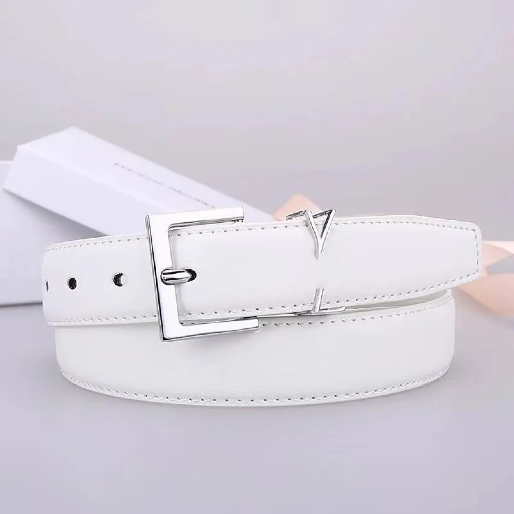 belt111 Donna Pelle Uomo Oro Argento Fibbia Nero Bianco Marrone Tinta unita Tendenza moda Jeans Gonna Abito Cintura Larghezza 3 cm 2 cm Alta Quanlity