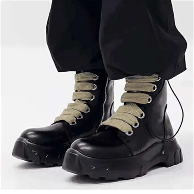 Mens leather top sneaker boots