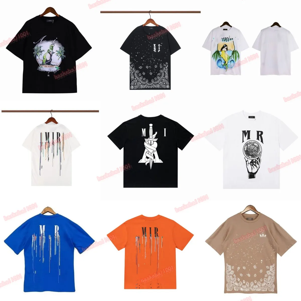 2023 Designer Mens and Womens Short Sleeve T-shirt Designer T-shirts Amirs Amirsy Summer Fashion Brand Sand Fluid Letter Printed Tees Size S-XL #01