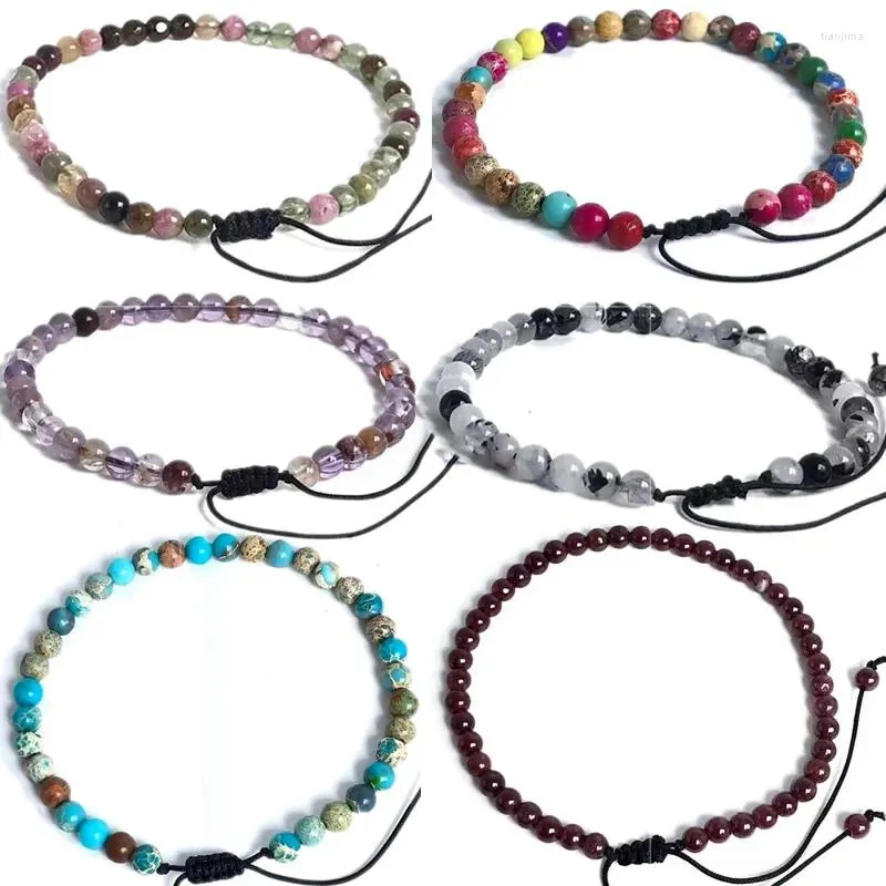 Strand natural imperador pedra pulseira tamanho ajustável 4mm contas de energia pulseiras pulseiras feminino masculino yoga equilíbrio charme jóias de pulso