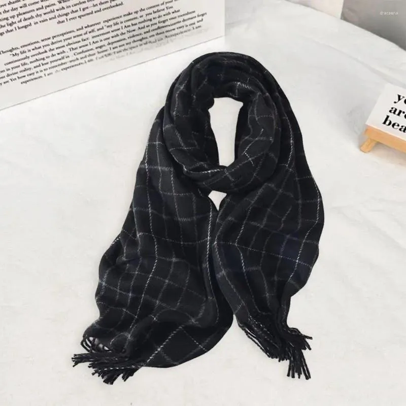 Écharpes Glands Longue Écharpe Luxueux Plaid Imprimer Hiver Pour Les Femmes Épaissi Imitation Cachemire Châle Avec Élégant Doux