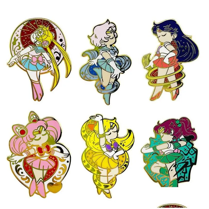 Accessoires de dessin animé Sailor Moon Broche Pins Émail Métal Badges Épinglette Broches Vestes Jeans Bijoux De Mode Drop Livraison Bébé Ki Dh2Fo