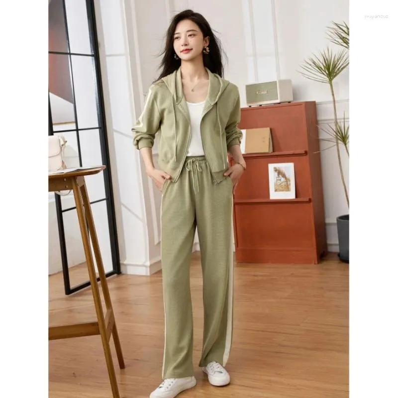 Pantalon de deux pièces pour femmes Cardigan à manches longues Manteau et ensemble pour femmes 2 pièces Sweatsuit Mode coréenne Vêtements féminins Automne Printemps 2023