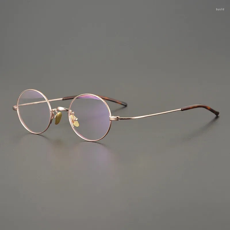 Solglasögon Cubojue Rose Gold Small Round Titanium Gelgassar Glasögon Frame män Anti Reflektion Myopia Spektaklar Male Women Recept