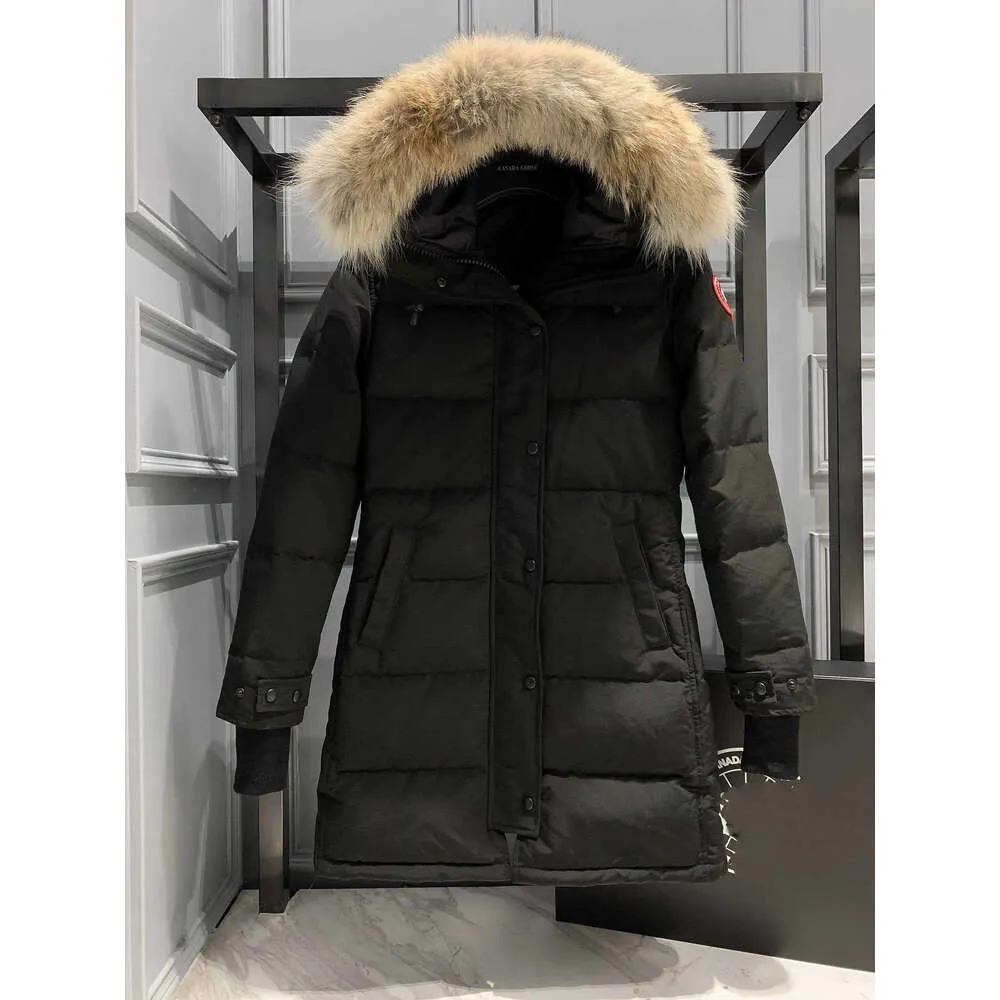 다운 재킷 파카스 두다운 디자이너 후 까마귀 구스 미드 길이 버전 복구 재킷 겨울 따뜻한 코트 여자 바람 방향 스트리트웨어 C1