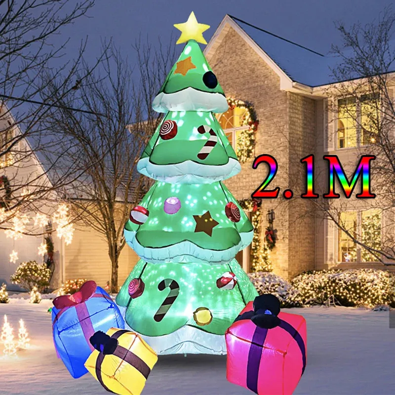 Décorations de Noël 21m arbre de Noël gonflable avec lumières LED ornement extérieur cadeau fête intérieure cour accessoires décoration 231127