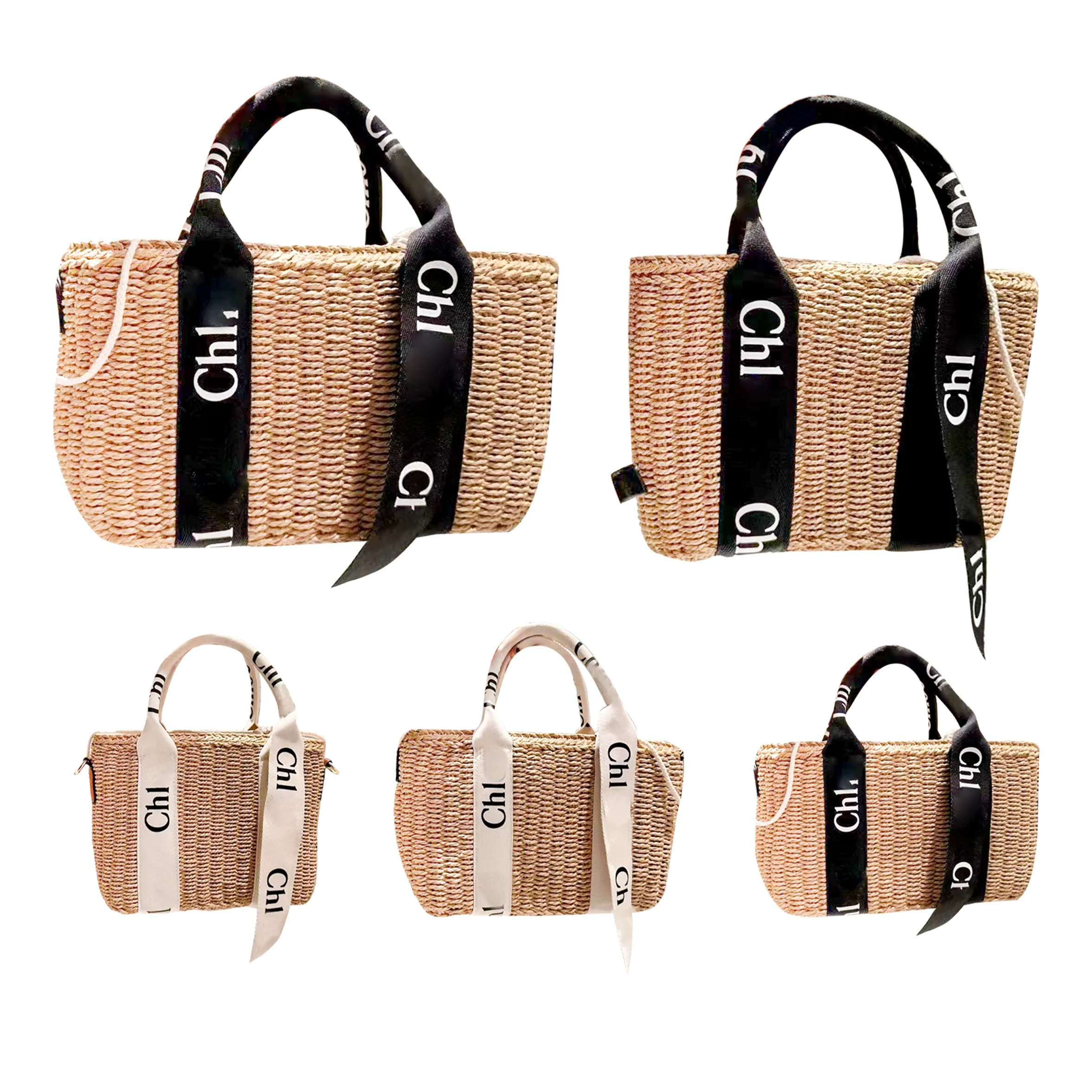 Berömda raffia halmväv Woody Beach Bag Womens Luxury Designers Handväskor Axelkoppling Crossbody Väskor Mens Shopping Messenger Trunk Travel Stor tygväska