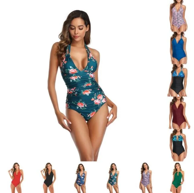 classical floral designer bikini womens swimwear luxury bikinis halter backless sexy one piece swimsuit