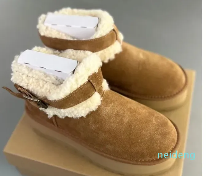 Sheepskin Fur Inner Sole Anti Slides Sole Women Fashion Booties