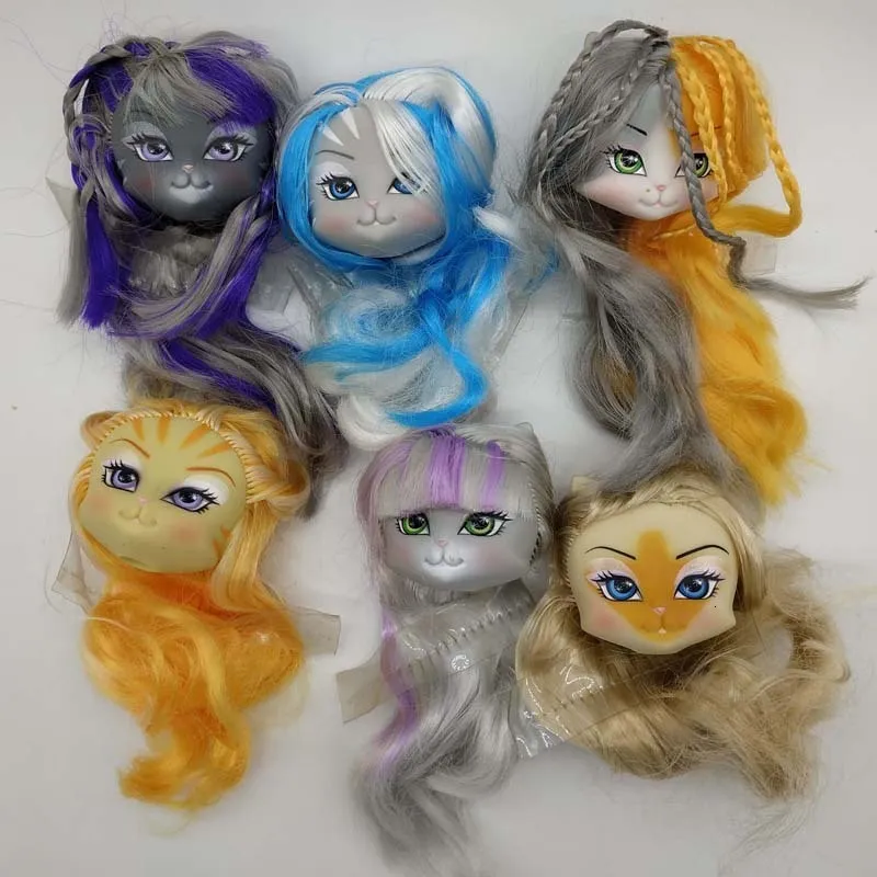 Poppen catwalk kitty kop met haar compatibel voor 112 schaal monsters highs bjd speelgoedmodel accessoire 230427