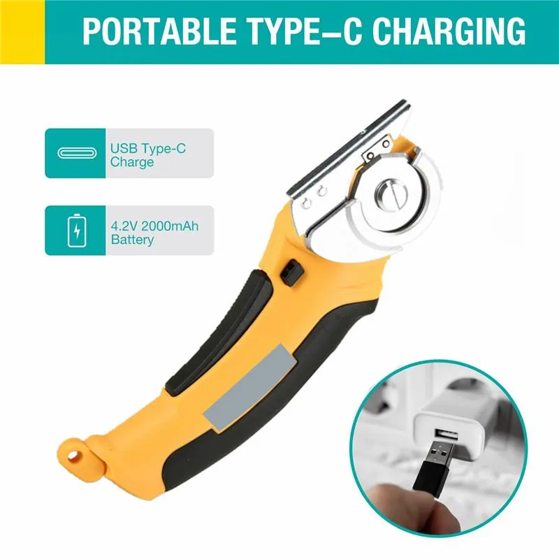 Ciseaux électriques sans fil rechargeables en acier Scharen, ciseaux électriques de sécurité anti-démarrage, outils de coupe du cuir PVC, livraison directe