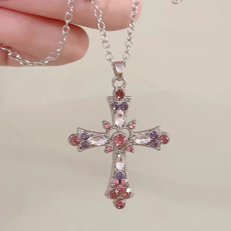 المعلقات Spice Girls Cross Necklace Women with Diamonds Prettics Designs Contlearbone Chain