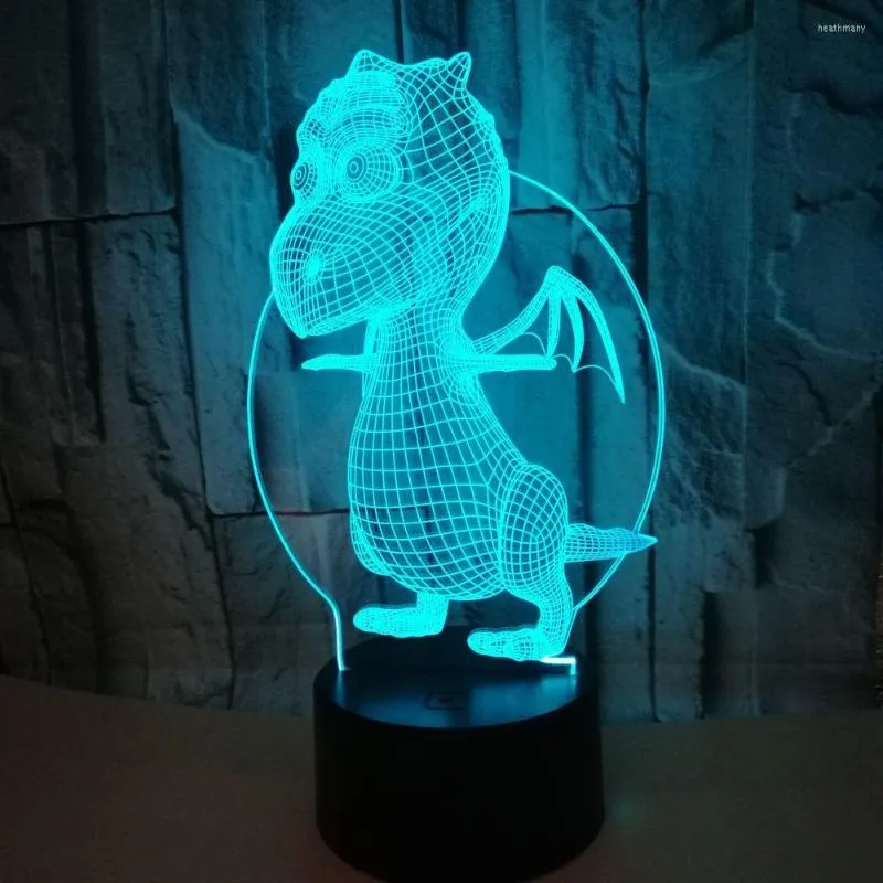 Night Lights Dinosaur 3d Light Colorful Touch Remote Led Visual Kids Lamp Gift Atmosphere Small Fixtures