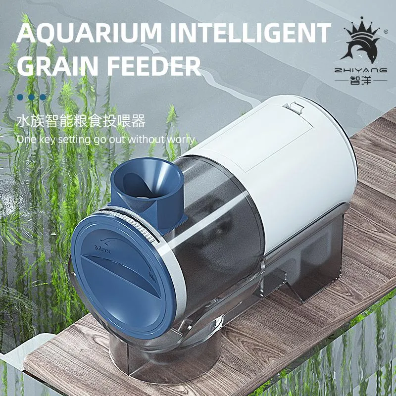 Feeders 2022 new fish tank feeder LCD fish tank aquarium feed pellets timing feeding timing ornamental fish automatic feeding