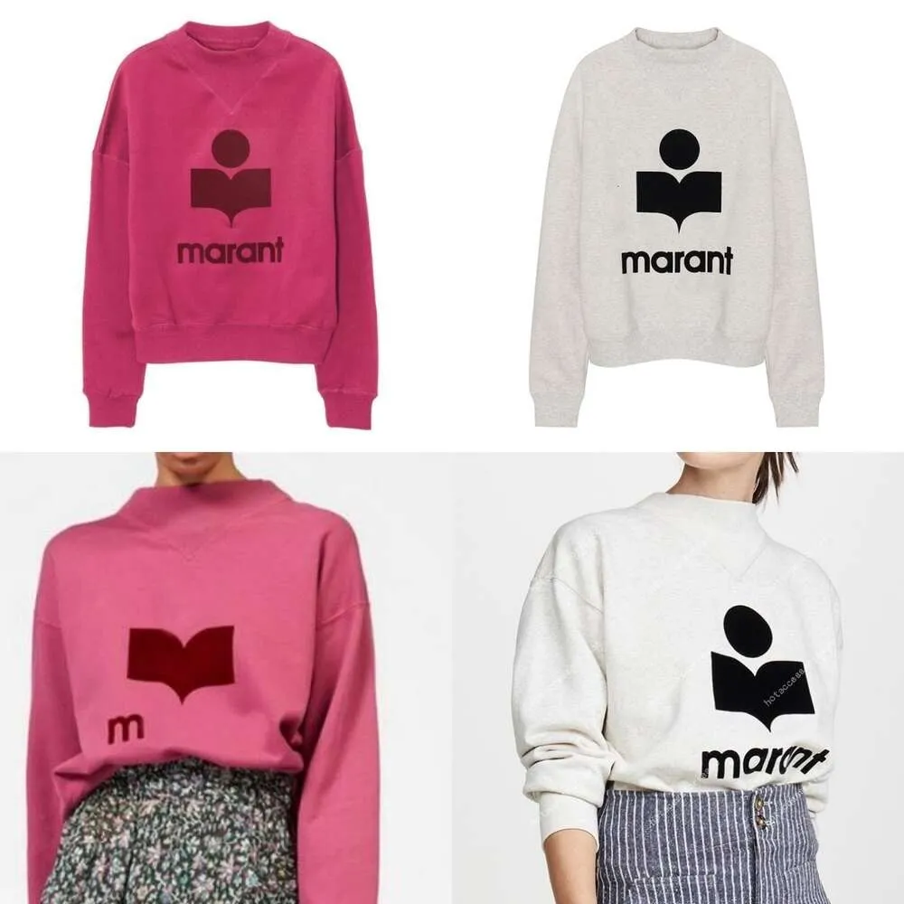 Isabel Marant Etoile Sweatshirts mit halbhohem Kragen, bedruckter Pullover mit Buchstabenbeflockung, Fleece-Oberteile mit dreieckigem Ausschnitt, langärmlige Pullover-Hoodies